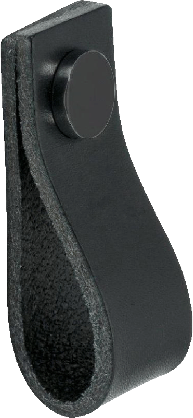 Black Leather Loop handle | Handles | Maatkasten Online