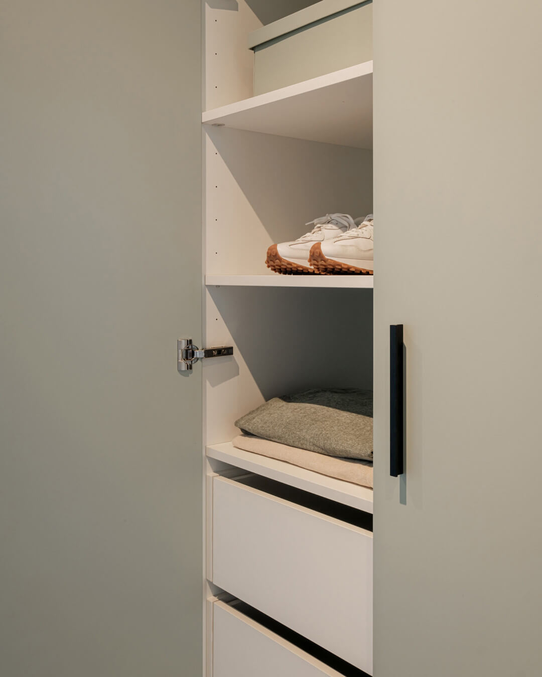 Custom storage cabinet in industrial green