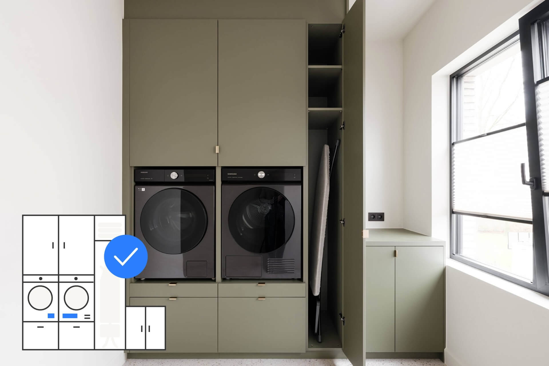 het tiende type kast: een luxe, op maat gemaakte wasruimte in Green Shadow