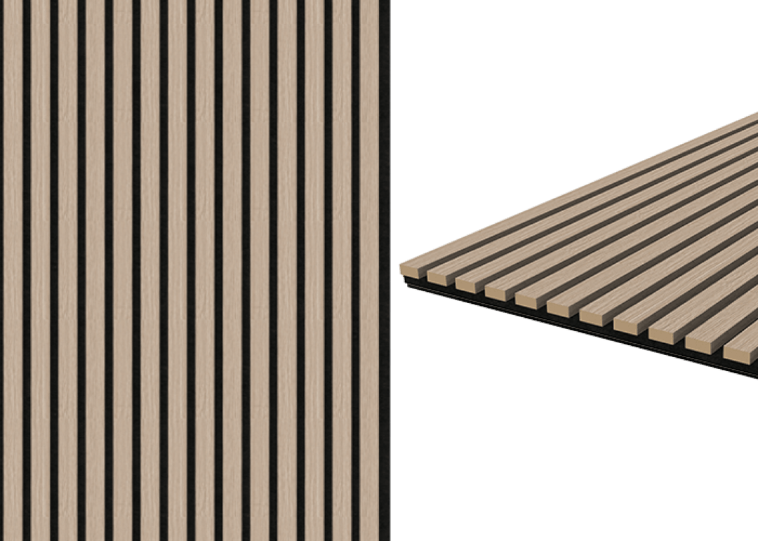 Detail uit packshot van akoestisch paneel in Ivory Oak