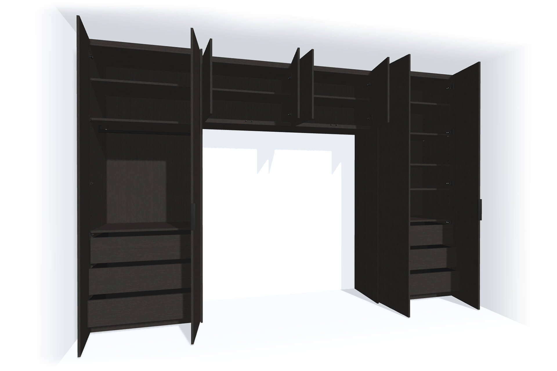 Black bedframe bridge cabinet