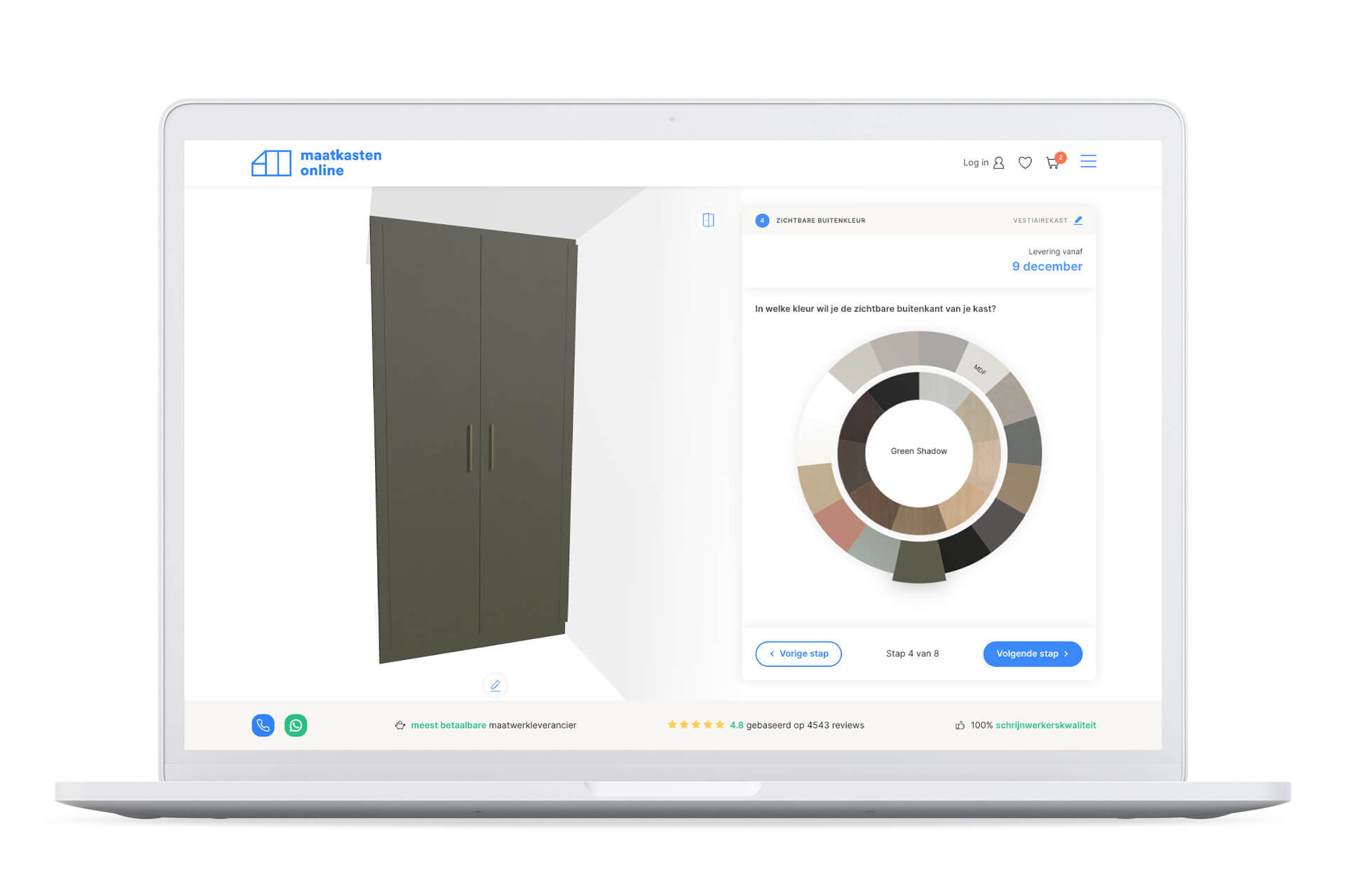 Design of a made to measure cabinet in the design tool 