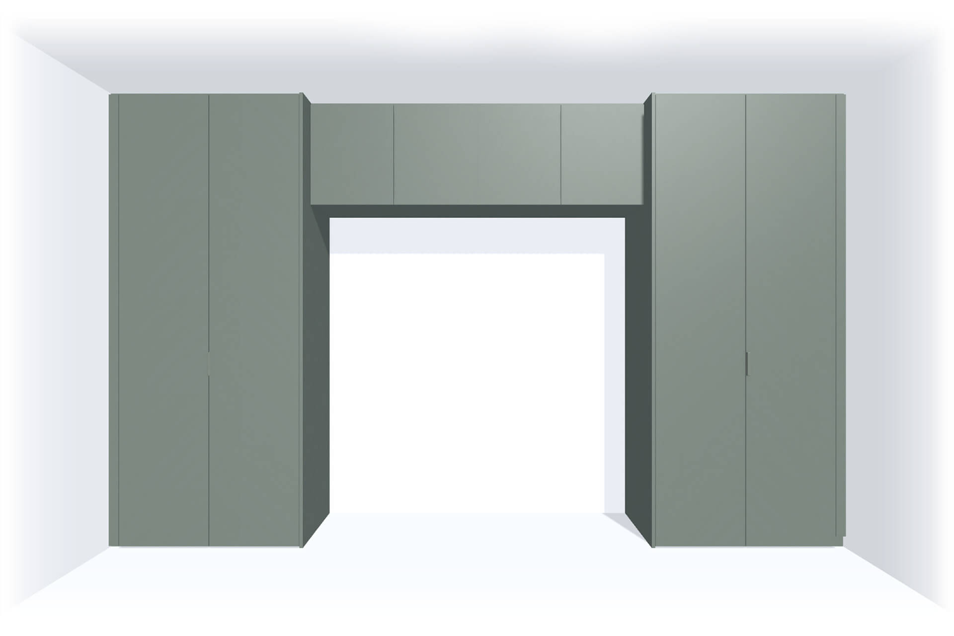 Green over bed bridge cabinet made to measure