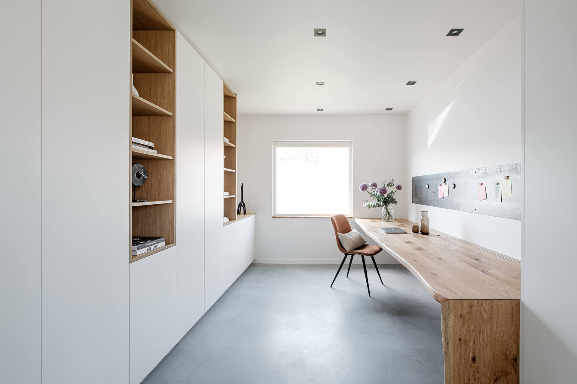 Custom storage cabinet in a home office.