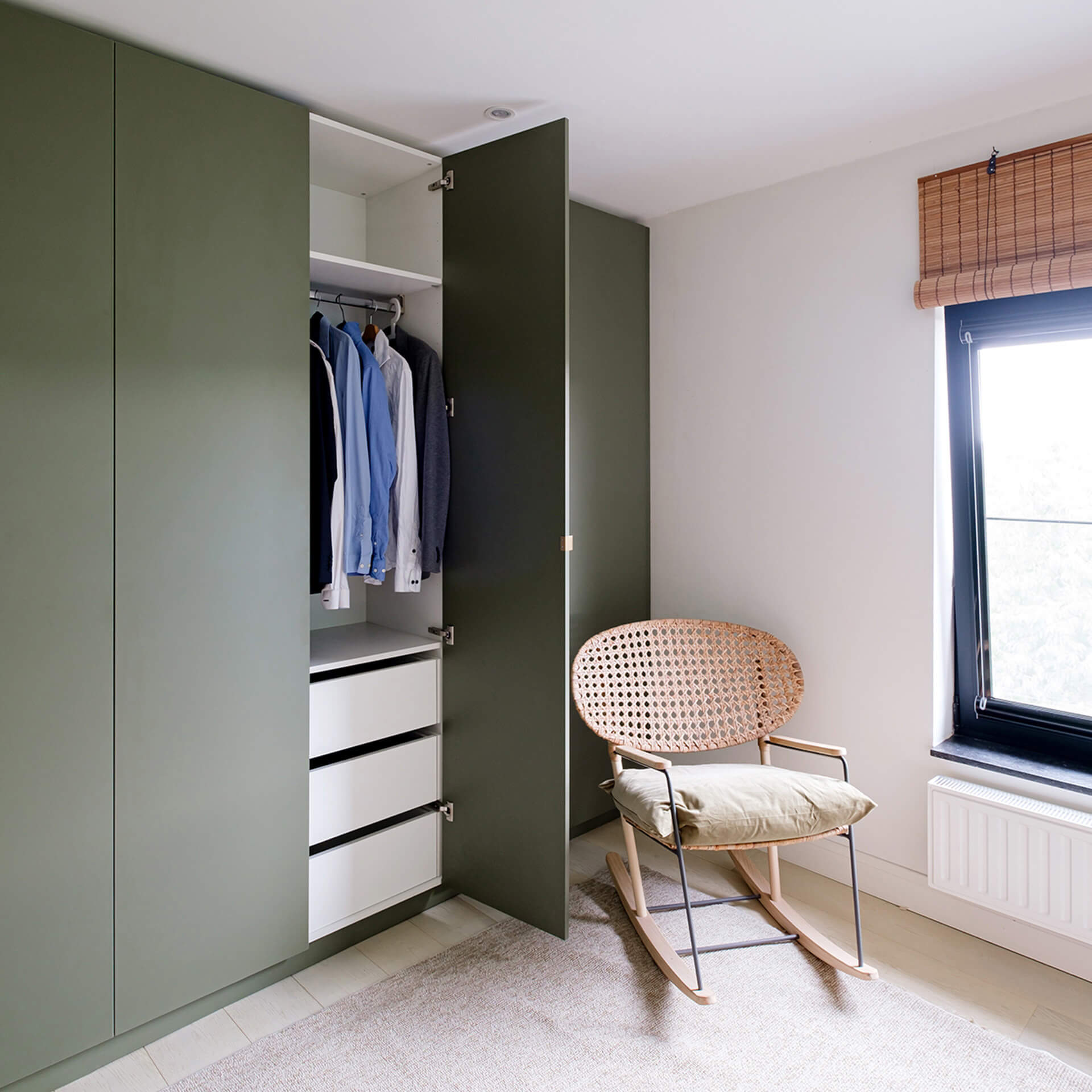 Bespoke wardrobe in green shadow