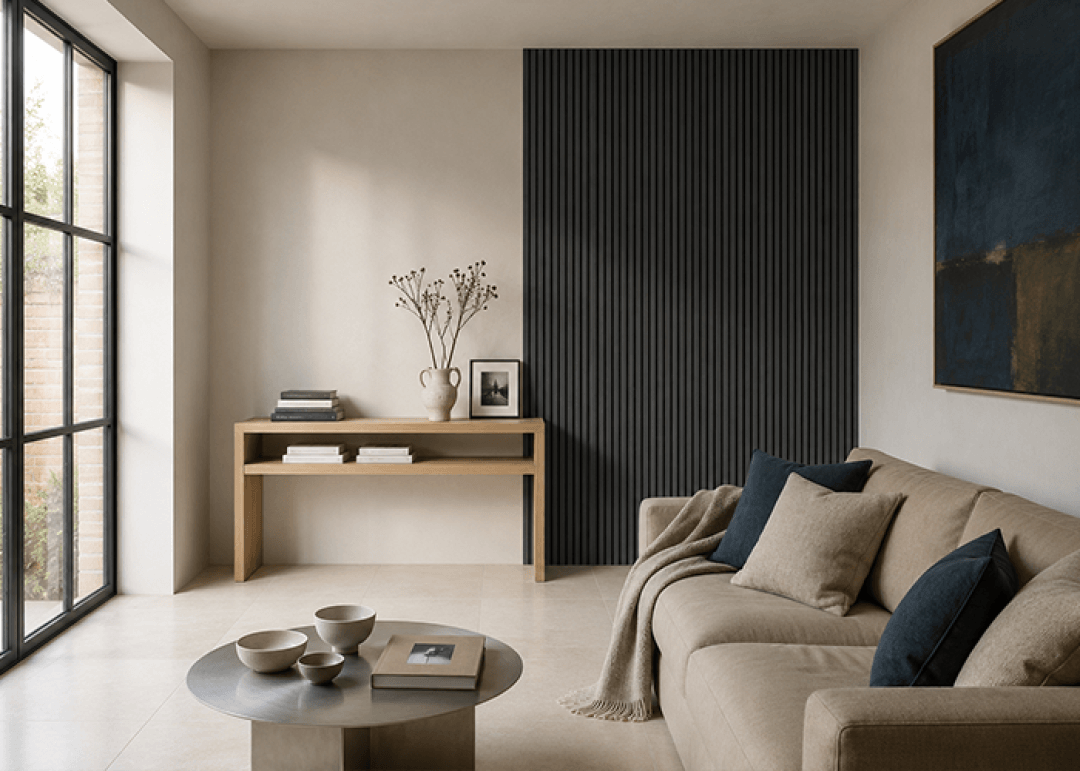 Sfeerbeeld akoestisch paneel in Charcoal Oak