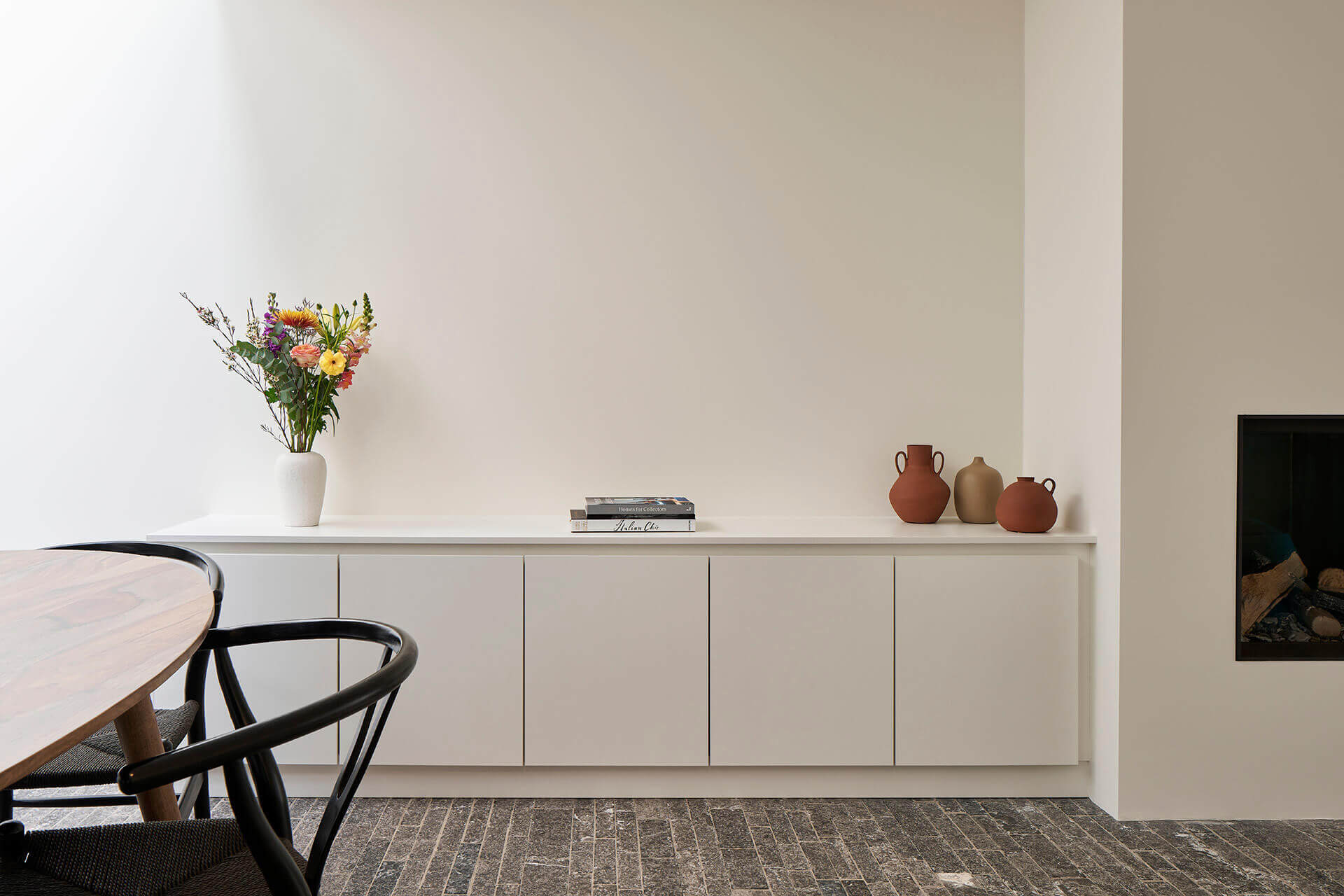 Bespoke white dresser in living room