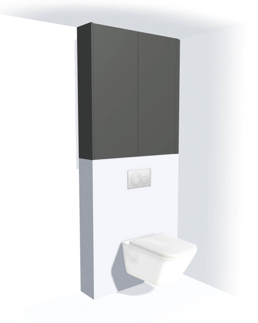 Toiletkast op maat boven wc op de muur in de kleur Quartz