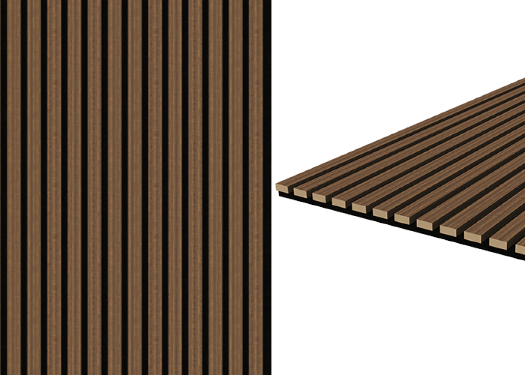 Detail uit packshot van akoestisch paneel in Walnut Oak