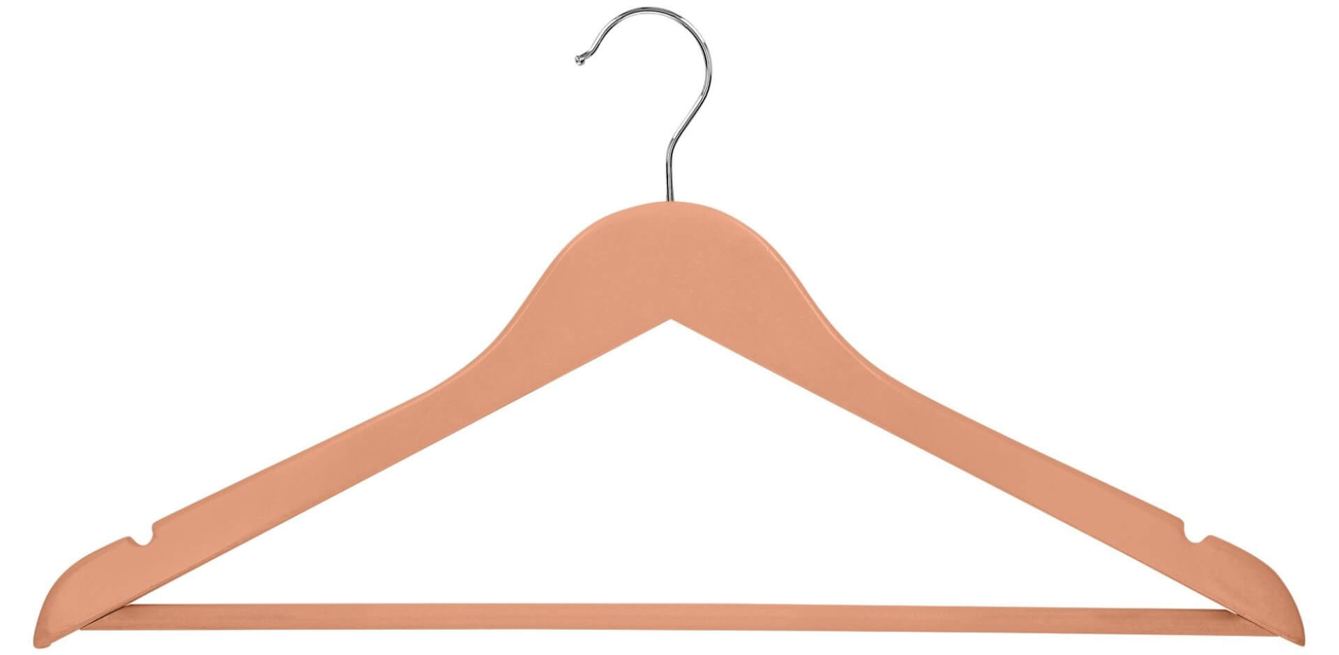 Kapstok in de kleur Dusty Coral in duurzaam hardhout. Vooraanzicht van de hanger met focus op de 360° draaibare haak. Uit de boetiek van Maatkasten Online.