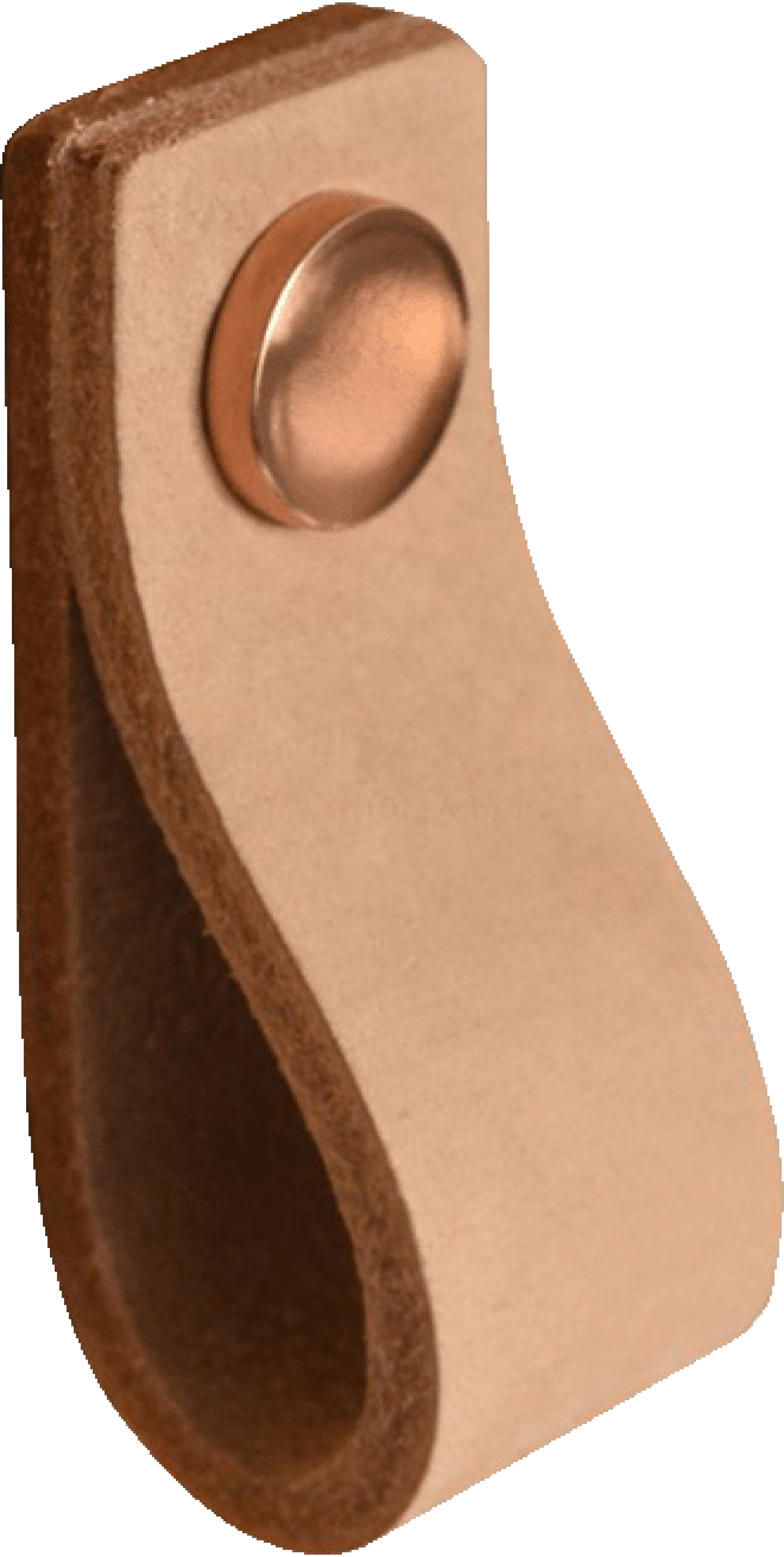 Leather Loop handle in copper. Size: 6.5 cm. From the boutique of Maatkasten Online.