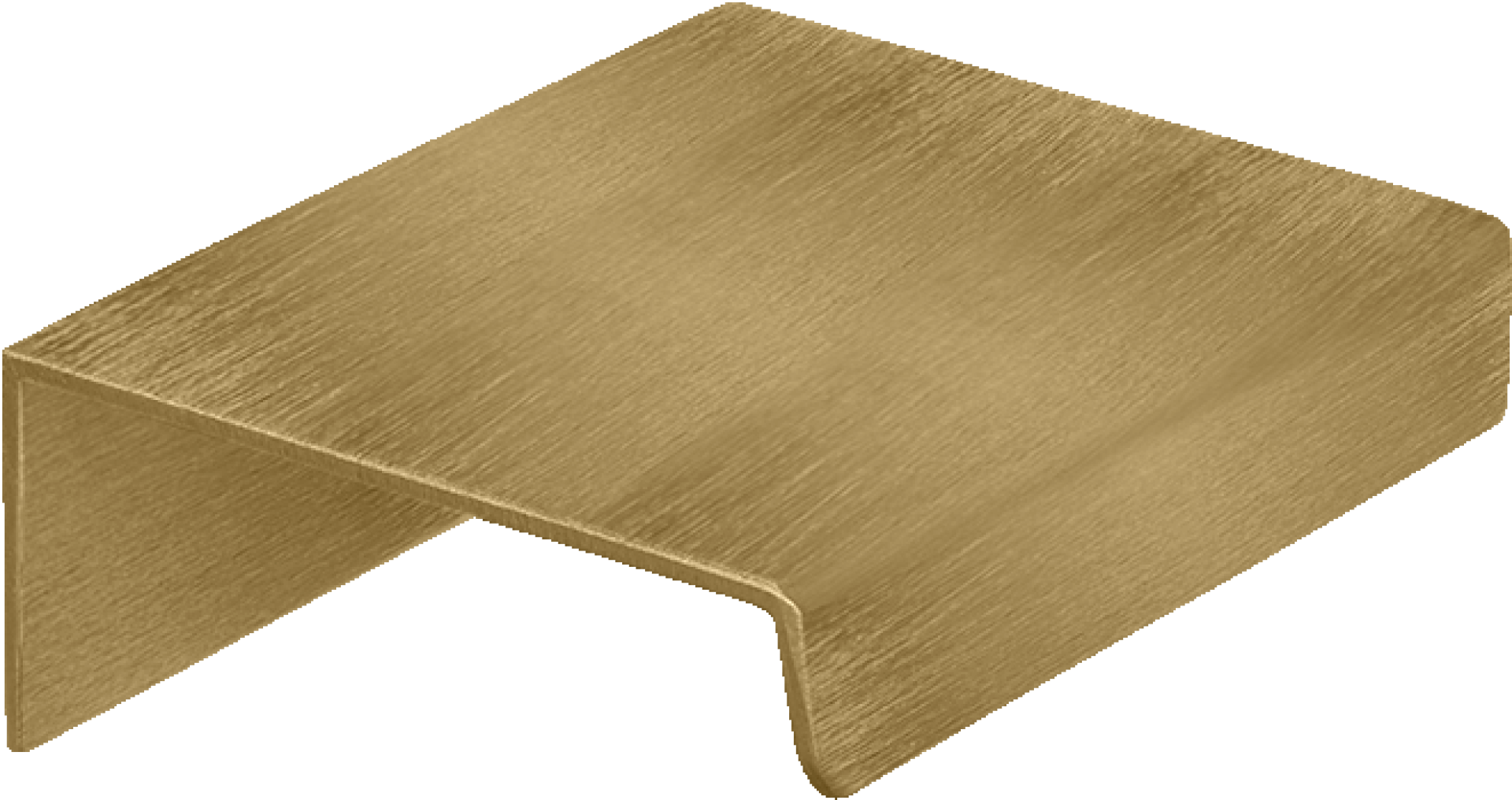 Mini Pure handgreep in messing, liggend. Lengte 5 cm, geborsteld goud. Van uit de boetiek van Maatkasten Online