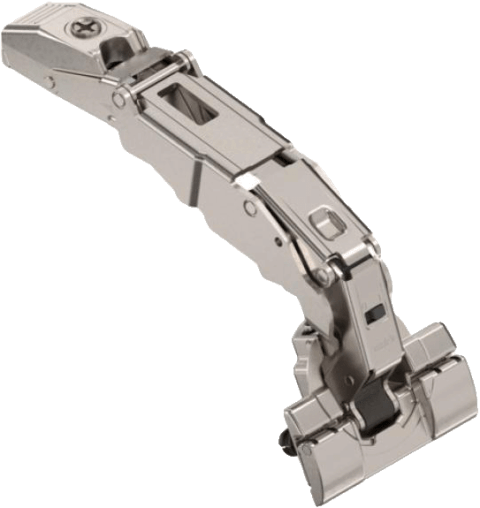 Blum CLIP top 155° scharnier met soft-close in metallic uitvoering. Ideaal voor brede kastopeningen en binnenladen. De geïntegreerde BLUMOTION-technologie zorgt voor een geruisloze sluiting van de kastdeur.