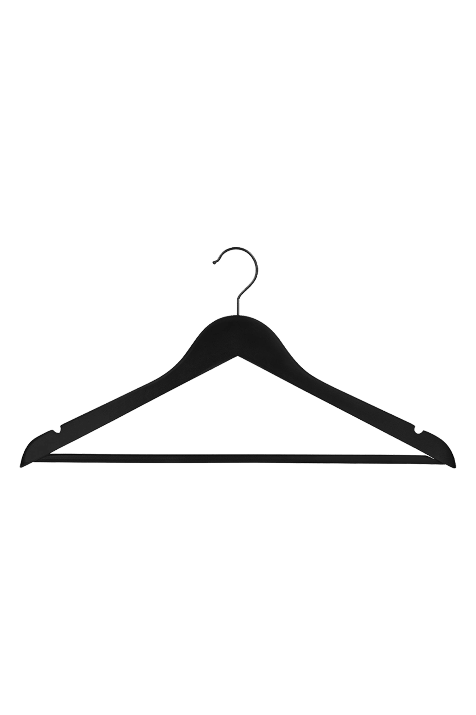 Black coat rack in sustainable hardwood. Front view of the hanger focusing on the 360° rotating hook. From the Maatkasten Online boutique.
