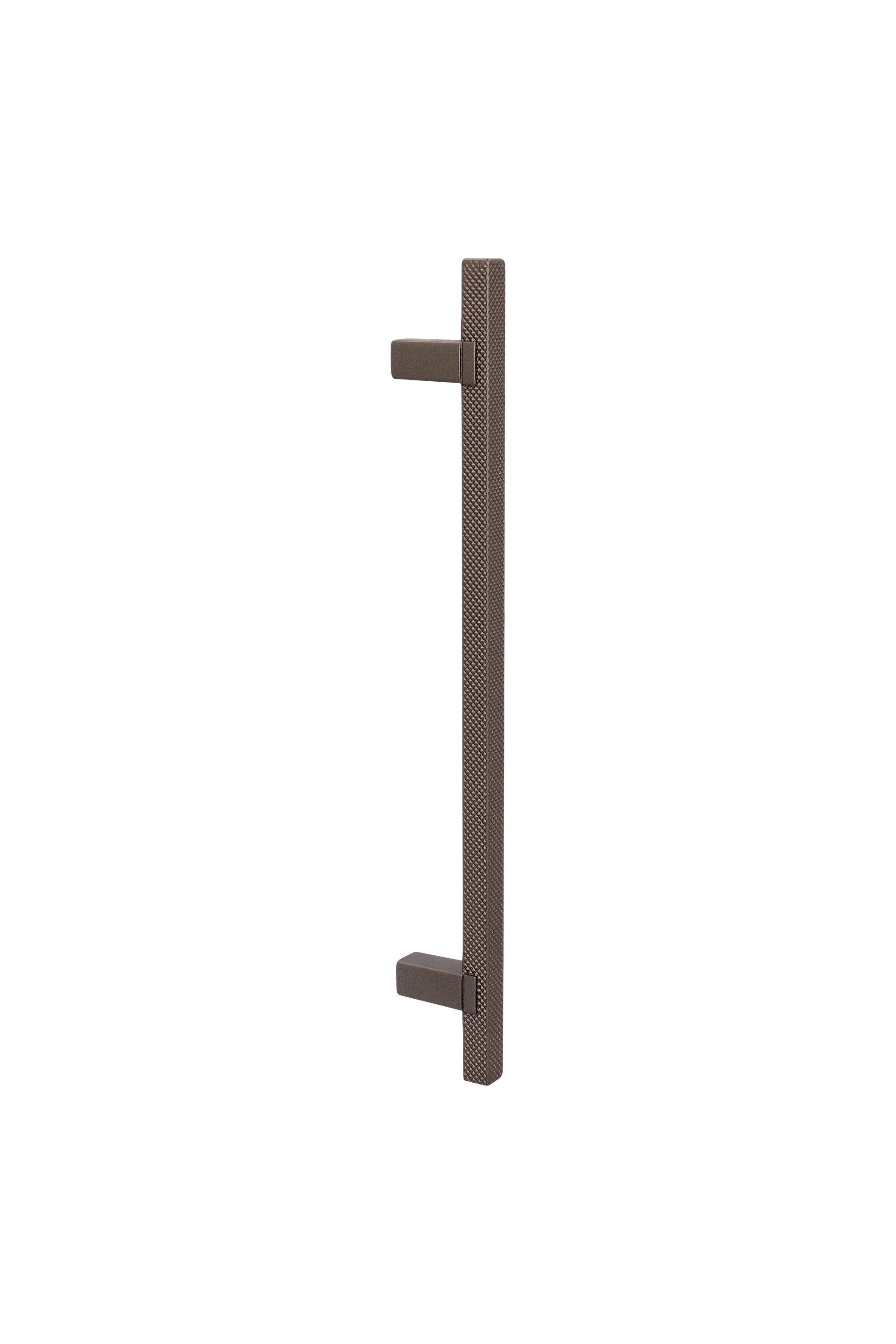 Diamond handgreep in Anthraciet, vooraanzicht. 21cm lengte, diamond cut structuur. Van uit de boetiek van Maatkasten Online.