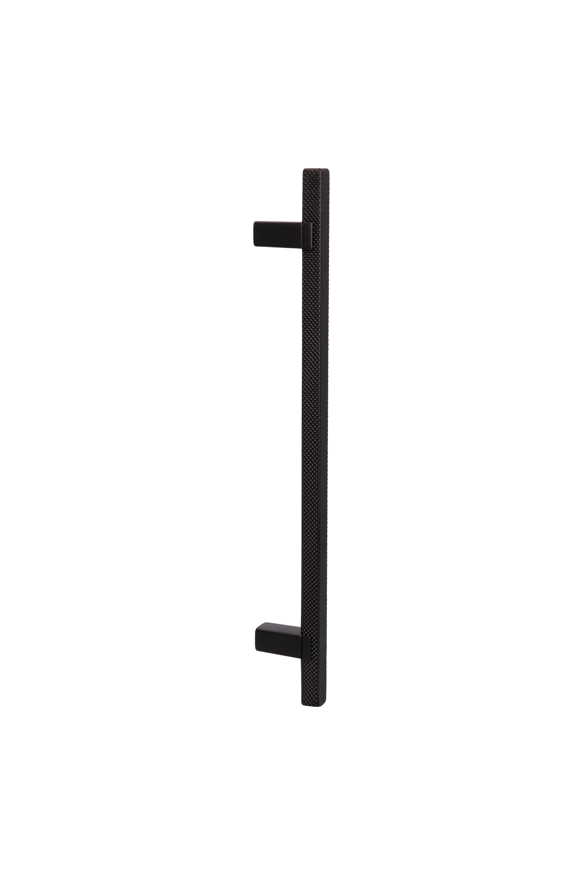 Diamond zwarte handgreep, staande. Lengte van 21 cm, diamond cut structuur. Van uit de boetiek van Maatkasten Online