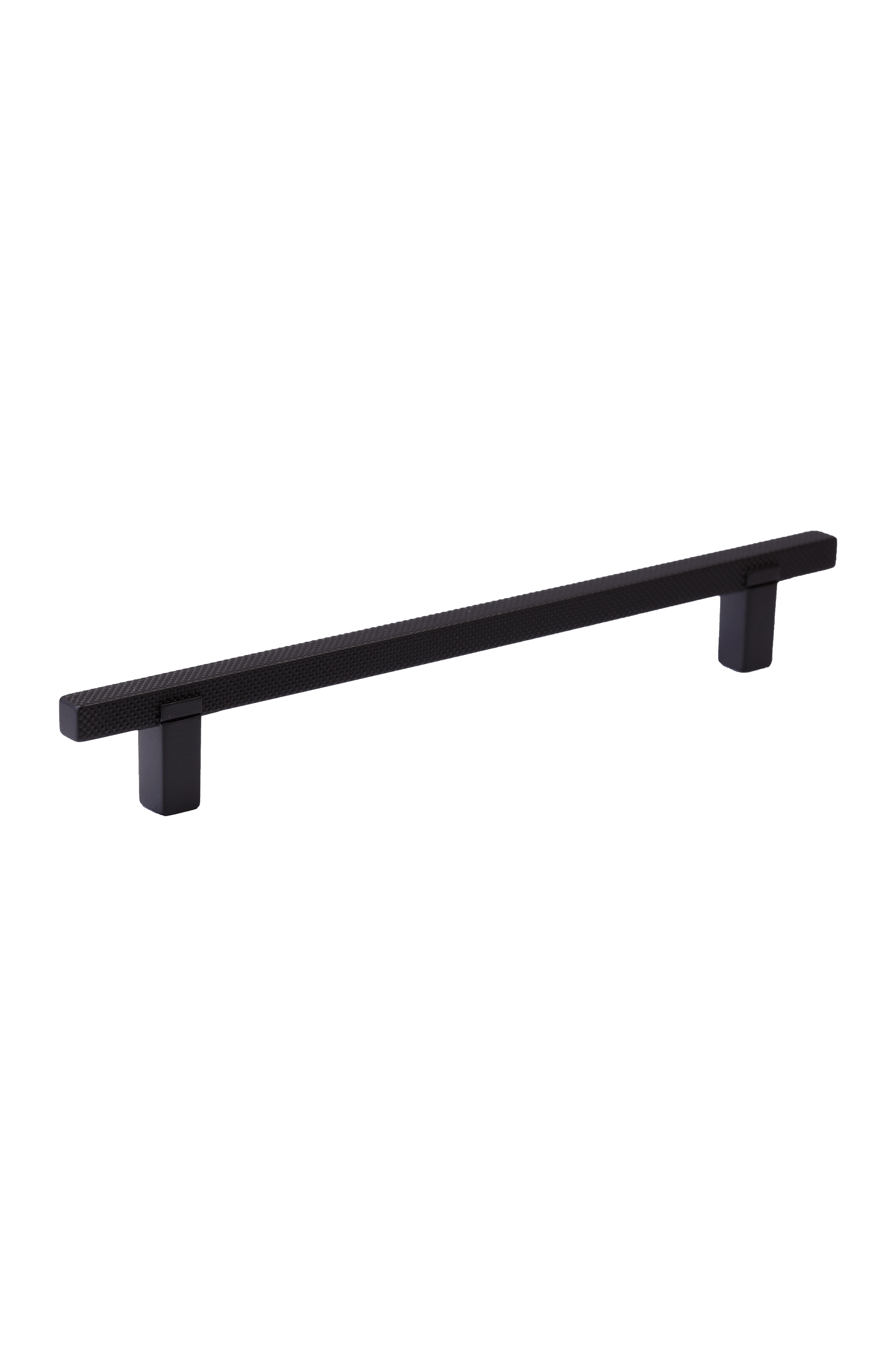Diamond handgreep in zwart, liggend. Lengte van 21 cm, diamond cut structuur. Van uit de boetiek van Maatkasten Online