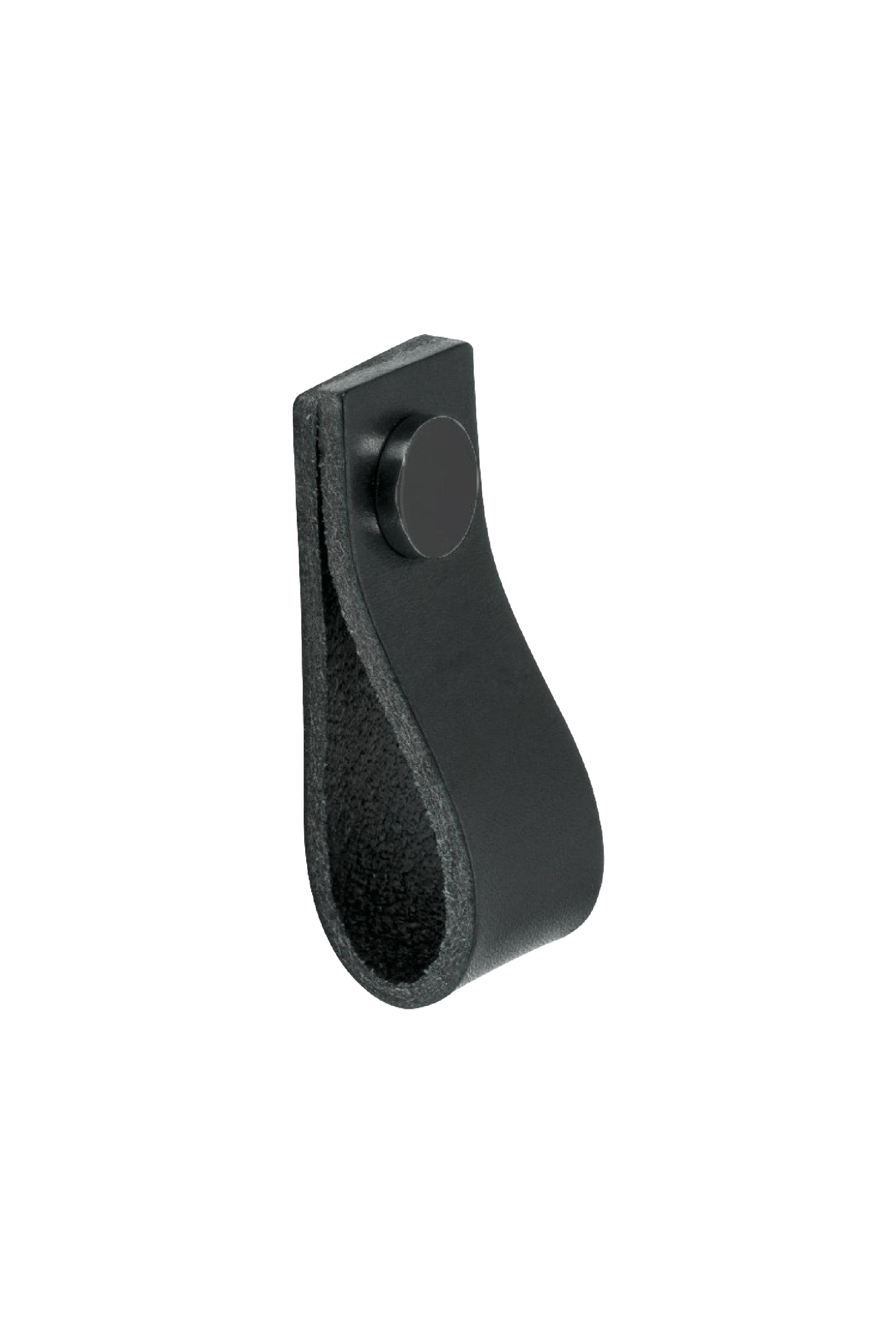 Black leather loop handle. Size 6.5 cm. From the Maatkasten Online boutique.
