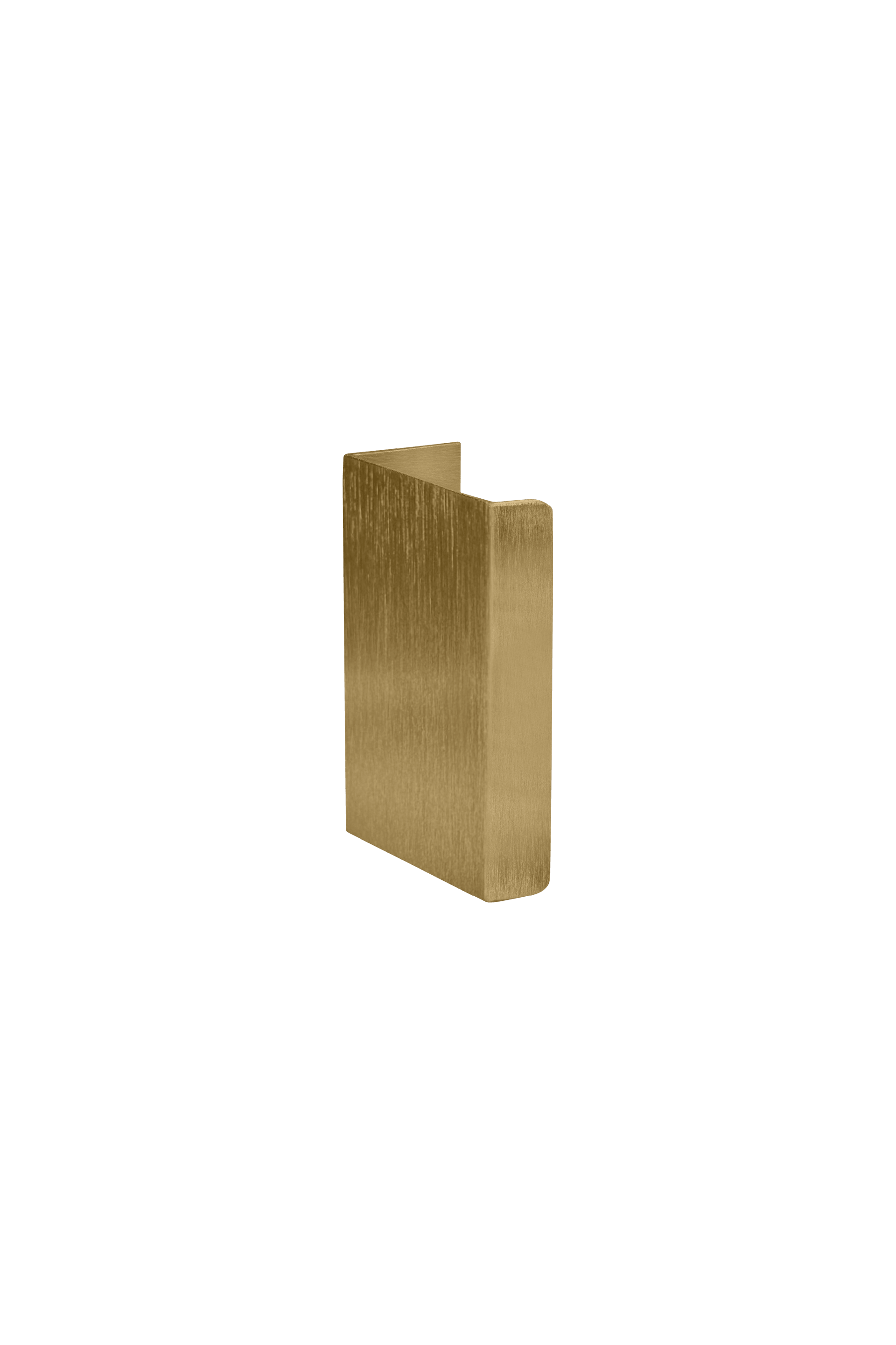 Mini Pure handgreep in messing, verticaal. Lengte van 5cm, in geborsteld goud. Van uit de boetiek van Maatkasten Online