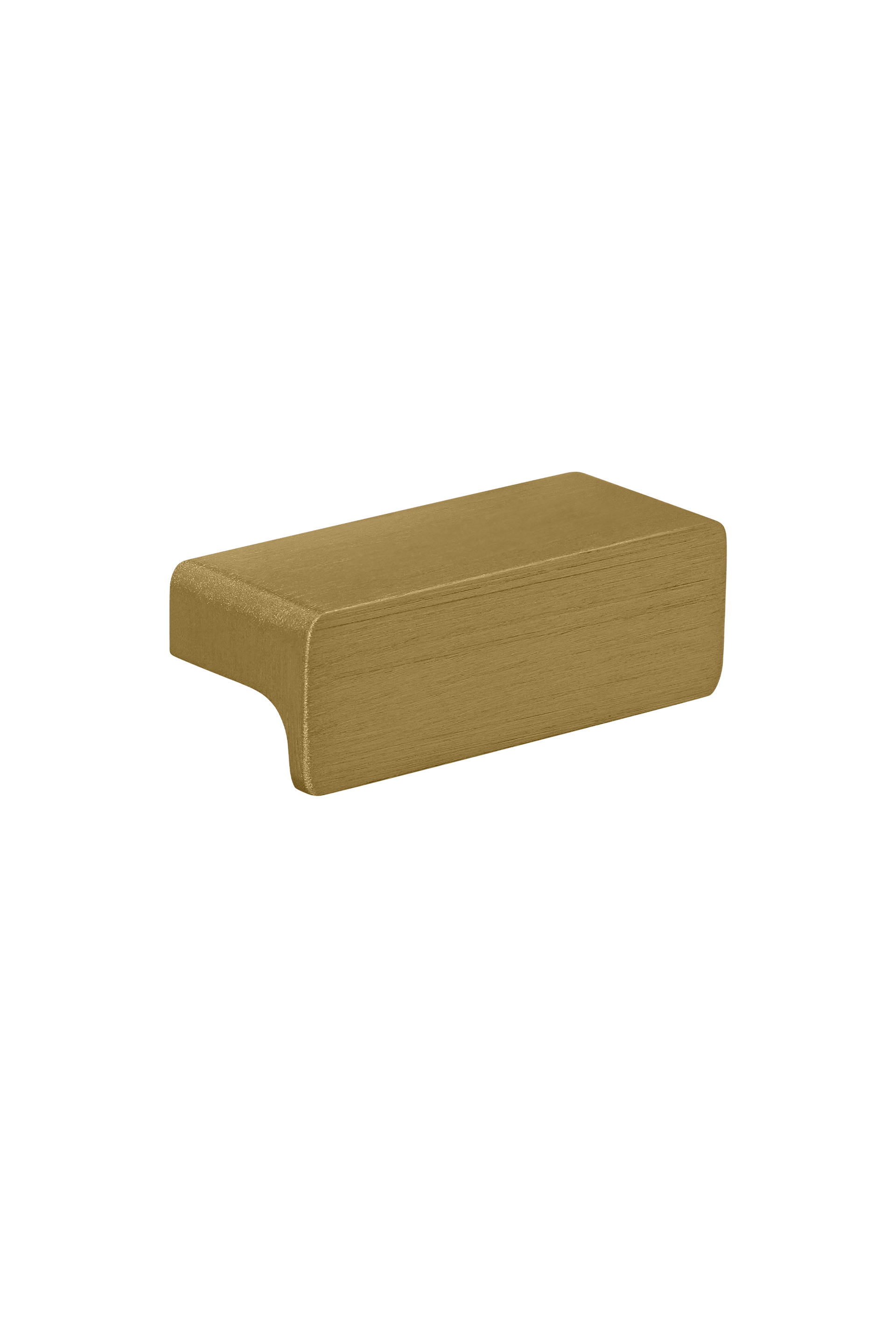 Mini Bar handgreep in geborsteld goud, vooraanzicht. Grootte van 5cm. Van uit de boetiek van Maatkasten Online