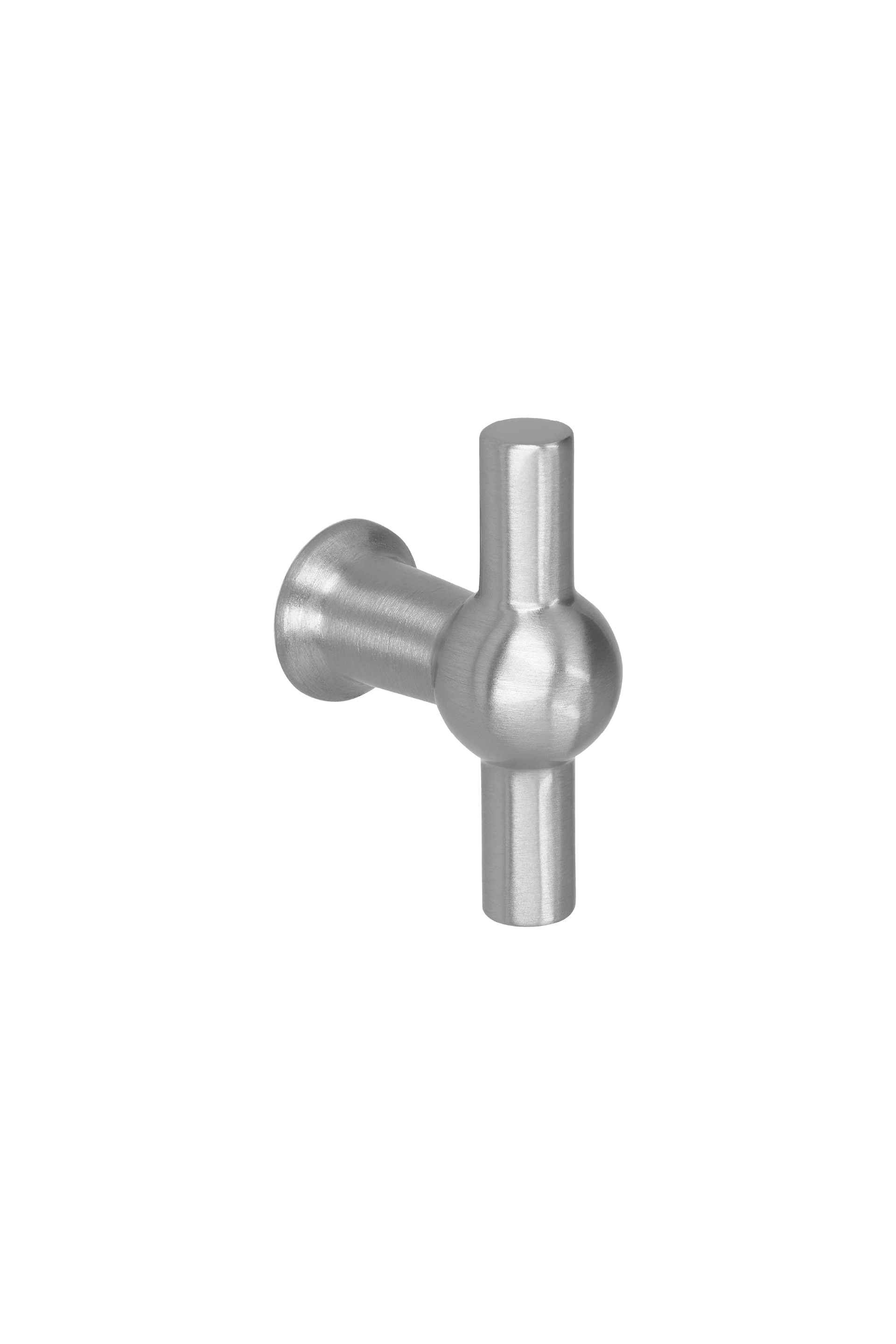 Poignée T-classic métallique, verticale. Poignée argentée, longueur 3,46 cm. Disponible sur la boutique en ligne de Maatkasten Online.