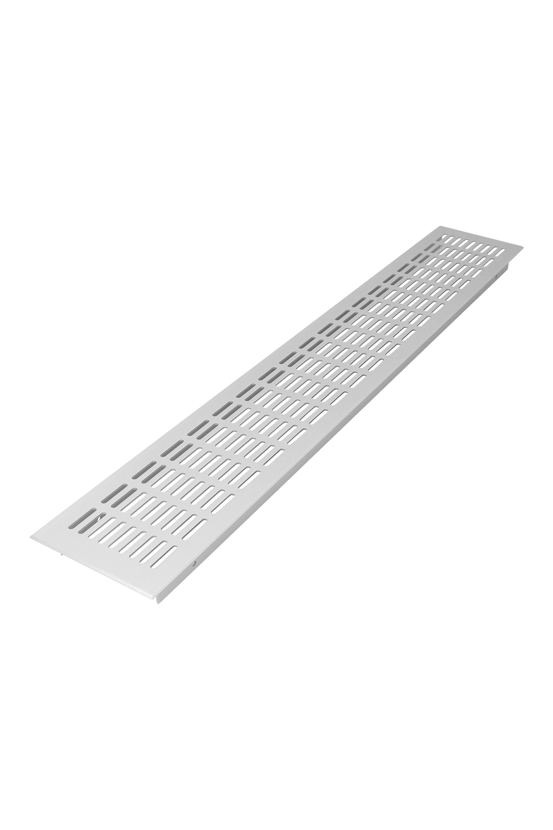 The grille features a sleek and timeless design with horizontal slots for optimal air circulation. Thanks to the neutral white finish, it blends effortlessly into any interior or piece of furniture. Ideal for ventilation in cabinets, walls, or other applications where discreet and functional air supply is desired.